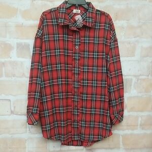 Hailey & Co Women's Red Plaid Button Up Shirt